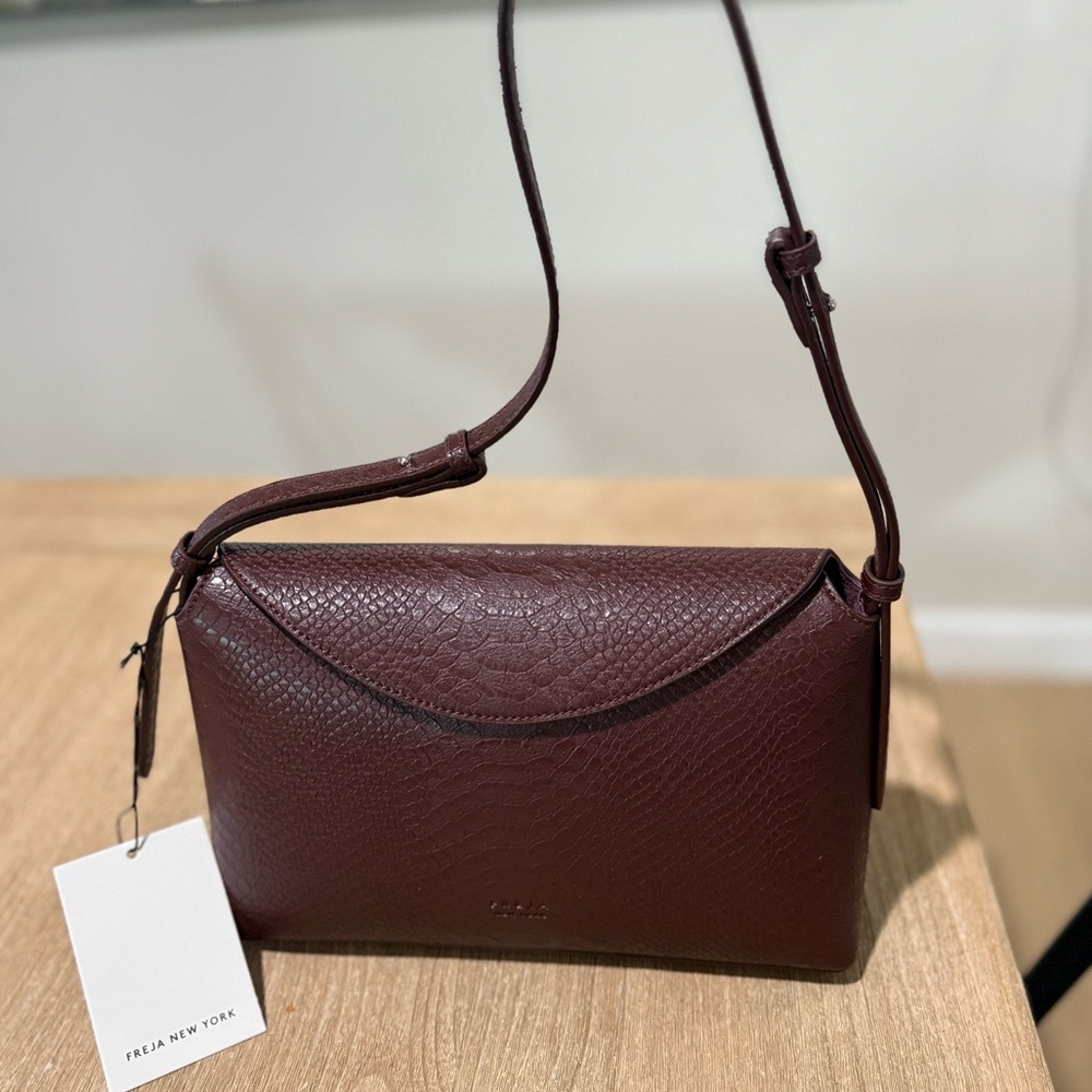 Freja Hudson Bag Berry Croc Vegan Leather Shoulder Bag
